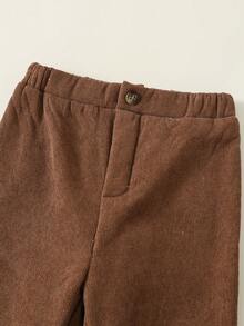 男童灯芯绒弹力腰休闲裤，适合生日派对、锐舞派对、晚宴、演出、婚礼等场合穿着。保暖男童裤，棕色保暖裤，带内衬。男童灯芯绒裤 - 彩色 - 查看 7
