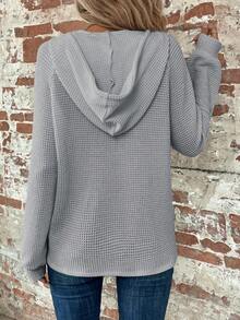SHEIN Clasi Plain Style Solid Color Hooded Long Sleeve Pullover Sweatshirt,Long Sleeve Tops In Fall/Winter - Light Grey - View 2