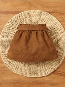 SHEIN 嬰兒女寶寶假扣紙袋腰帶裙 - 棕色 - 查看 5