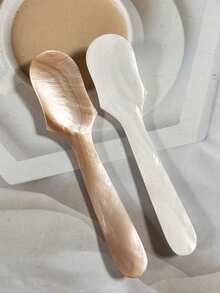 Cirelle Seashell Spoon | Mother Of Pearl | Round Handle, Handmade | 12*2.5 Cm | 1 Piece - Multicolor - View 4