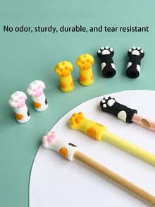 2件/5件/10件可爱猫爪形铅笔帽/卡通铅笔盒，硅胶保护套和铅笔帽，适合小学生、男孩和女孩返校