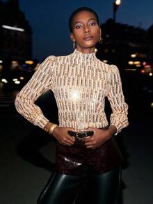 Maija Damska bluzka z kołnierzykiem stójką i rękawami typu raglan, błyszcząca, uniwersalna i swobodna