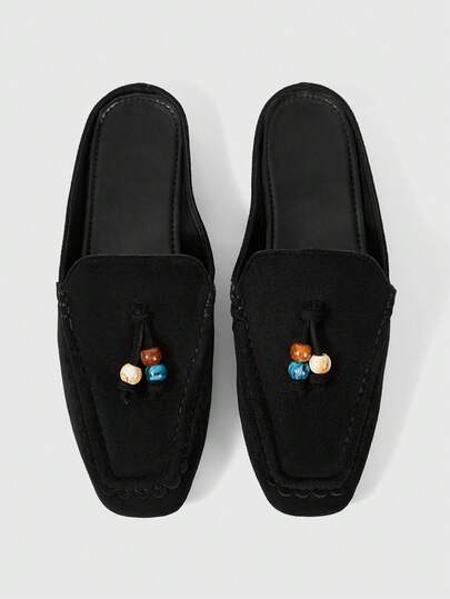 Sleekvia 女士镂空编织一脚蹬平底鞋，透气网眼鞋，适合夏季海滩和度假