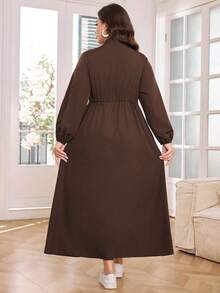 Al Najma Đầm thường ngày tay dài có thể điều chỉnh eo cỡ lớn dành cho nữ - Màu nâu  Mocha - Xem 2