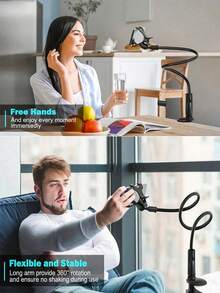 1 Giá đỡ điện thoại xoay 360°, giá đỡ điện thoại thông minh cổ ngỗng có thể điều chỉnh đa năng, giá đỡ điện thoại di động trên cao, giá đỡ kẹp đôi, tương thích với điện thoại di động 4-7'', giữ cổng sạc, phù hợp với nhiều tình huống khác nhau, chẳng hạn như phòng khách, phòng ngủ, nhà bếp, nhà vệ sinh, v.v. và cũng là lựa chọn hoàn hảo để làm quà tặng. - Nhiều màu - Xem 5