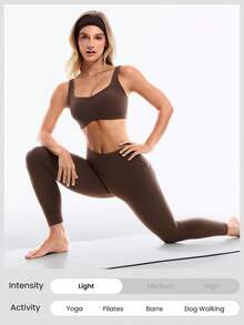 GLOWMODE FeatherFit™-Sculpt 聚拢强力压缩内置网状肩带可拆卸罩杯 V 型后背半罩杯运动文胸中等强度跑步慢跑锻炼健身房训练活跃 - 肉桂靈感 - 查看 7