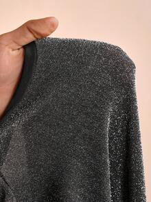 Zivah 2025 春夏新款音乐节、复活节、圣帕特里克节、西部风、游牧风、生日派对、毕业典礼、学院风、学生风、日常穿着、基本百搭、休闲、度假、邮轮旅行、海滩、日光浴、病毒式传播、街头服饰、婚礼宾客波西米亚风、通勤、早午餐、机场、Y2K、复古乡村时尚天鹅绒拼接闪亮金属银色和黑色长裙 - 黑色 - 查看 10