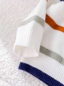 SHEIN Babyboy/Babygirl Cute Striped Long Sleeve Sweater, Versatile For Autumn/Winter