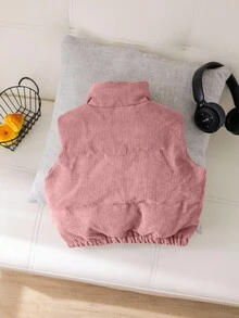 SHEIN Chaqueta/chaleco sin mangas cálido y versátil de franela para bebé niña en otoño/invierno - Rosa - Ver 5