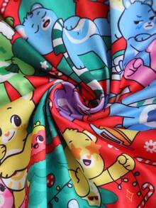 SHEIN X Care Bears SHEIN Unity Combinaison à col rond zippée à mi-hauteur avec imprimé d'ours de Noël rouge, manches longues. Combinaison confortable, décontractée, douce et mignonne pour les fêtes de Noël, les sorties, le port quotidien en automne/hiver - Rouge - Voir 5