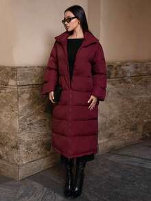 Firerie Women's Fashionable Versatile Solid Color Jacket, Winter - Burgundy - View 3