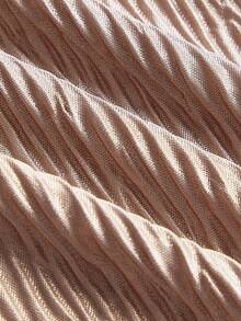 lacRébo 金色闪亮褶皱阔腿裤派对晚装时尚秋冬 - 香檳色 - 查看 7