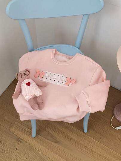 DAZY Young Girl' Embroidered Applique Thermal Lined Crew Neck Sweatshirt, Fall