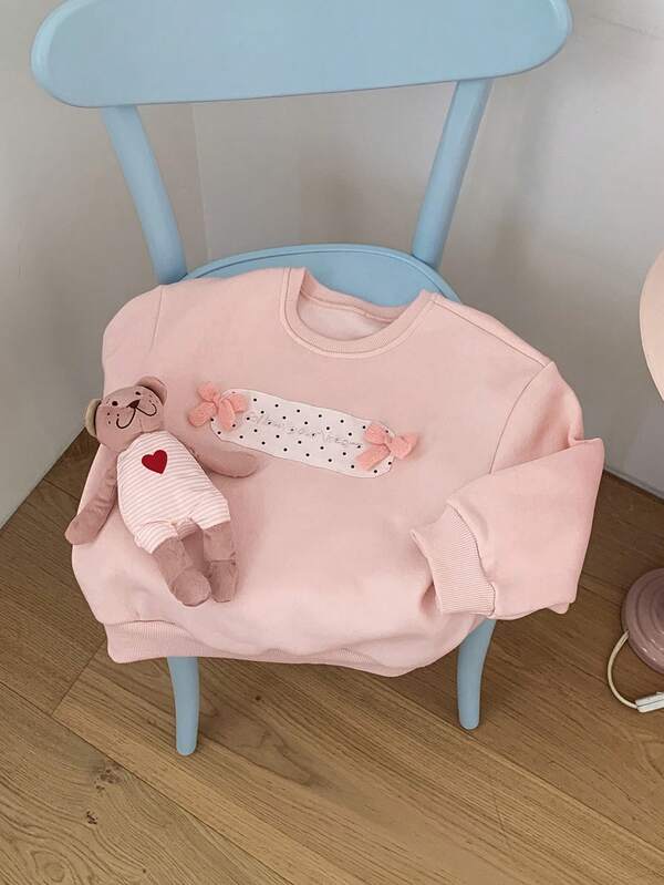 DAZY Young Girl' Embroidered Applique Thermal Lined Crew Neck Sweatshirt, Fall