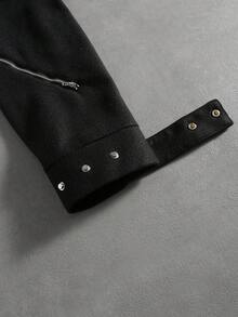 PAVTROS Men's Street Fashion Zip-Up Long Sleeve Jacket,Windbreaker/Outdoor Windbreaker,Baggy,Streetwear,Grunge - Black - View 11