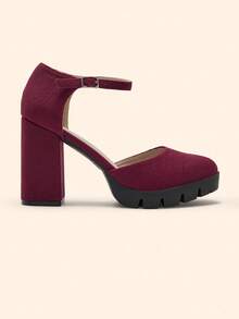 CUCCOO BASICS Escarpins femme à bout pointu, bride à la cheville, couleur unie élégante, talon compensé. Convient pour le travail