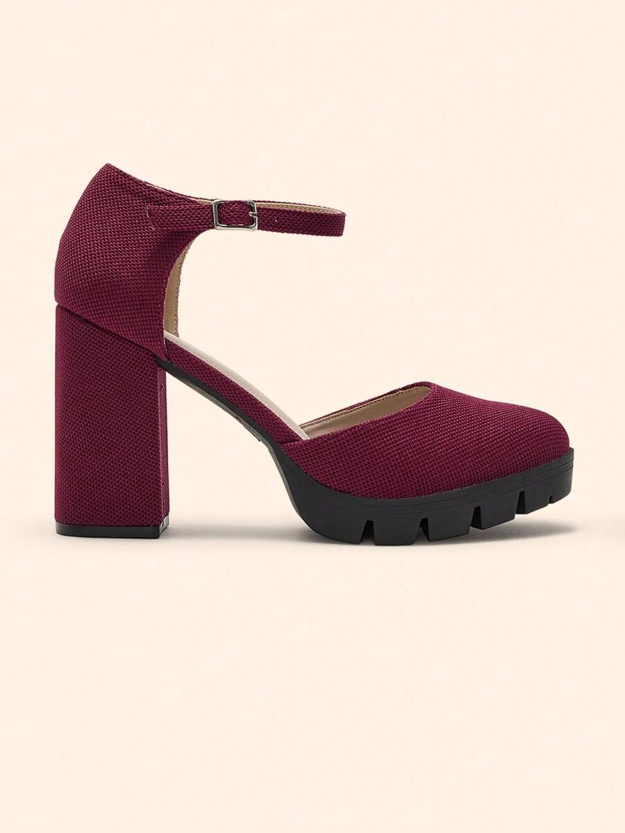 CUCCOO BASICS Escarpins femme à bout pointu, bride à la cheville, couleur unie élégante, talon compensé. Convient pour le travail