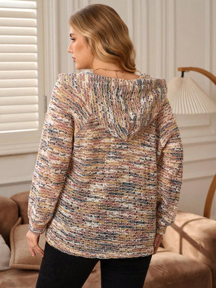 Plus Size Women Space Dye Print Half-Zip Sweatshirt, Casual Everyday Commute, Spring/Autumn/Winter Winter Clothes For Women Cozy Fall And Winter Clothes For Women Casual Blouses For Ladies