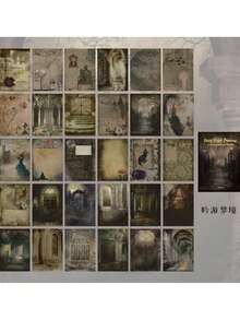 1 paquete de 30 piezas del Libro de Materiales de la Serie Dark Fantasy, con ricos patrones de 30 diseños diferentes de blocs de notas vintage/soñadores para manualidades de scrapbooking, de vuelta a la escuela - Multicolor - Ver 13
