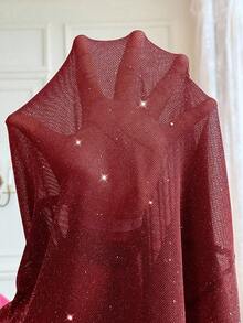 Roveilla Vestido de fiesta maxi ajustado con hombros descubiertos y adornos de strass para tallas grandes - Burdeos - Ver 8