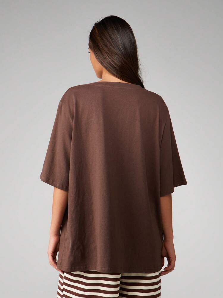 MISSGUIDED Oversized Graphic T-Shirt With Circular Logo Design And Wellness Sports Society Print For Casual Streetwear