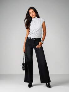 MISSGUIDED 灰色立领盖袖修身上衣休闲基本款 T 恤 - 灰色 - 查看 3