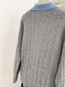 Franclia 女士休闲百搭针织开衫，秋季 - 灰色 - 查看 2