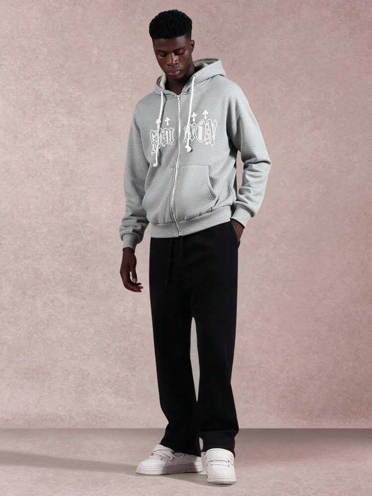 Sweat à capuche zippé à imprimé croix gothique