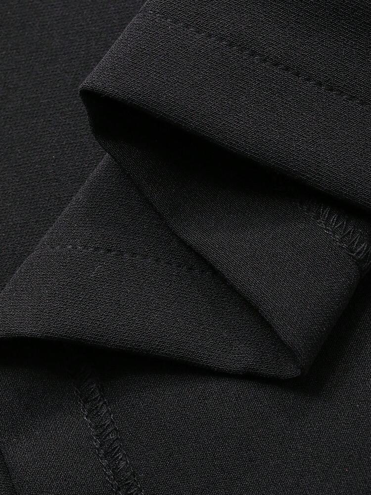 Women's Contrast Collar Round Neck Long Sleeve Short Dress