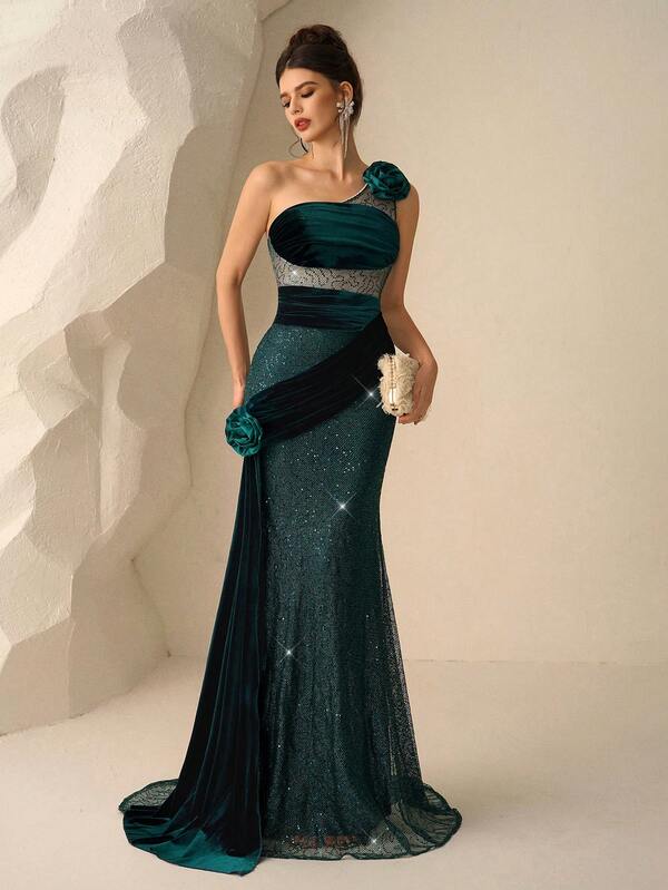 Coutiva Formal Evening Gown (Heavily Embellished) Women's Formal Evening Dress Gown (Heavy Embroidery) Women Rhinestone Embellished Sheer Black Long Evening Gown, Wedding Guest Dress, Elegant Evening Dress, Prom Dress, For Wedding Dress Waist And Chest Slimming, Party Dress, Formal Dress