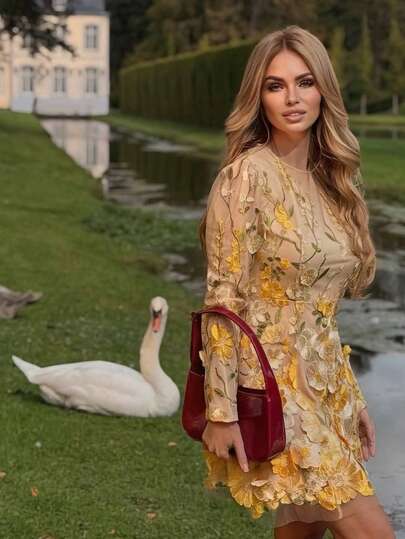 FLORETTA ÉLENA 女士花卉印花长袖短裙