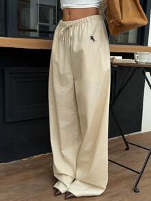 Siren Gaze Damen Baumwolle bestickte Vintage Lässig Hosen, Herbst/Winter - Aprikosenfarben - Übersicht 3