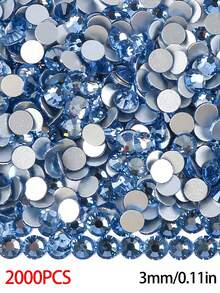 2000pcs 3-6mm Silver Flat Light Blue Resin Rhinestones, Round Jelly Gemstones For Making Accessories Shoes, Clothes, Cosmetics, Bags, Decoration - Light Blue - View 10