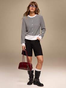 Hanevo Casual Commuter Striped Button Front Jacket, Autumn - Multicolor - View 4