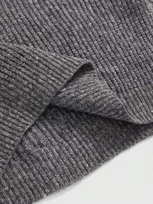 ROMWE J-Fashion Plus Size Sexy Lace Patchwork Off Shoulder Long Sleeve Loose Knit Sweater, Autumn/Winter - Grey - View 5
