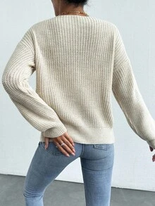 EURMUSE Women Spring Autumn Casual Loose Cardigan - Beige - View 2