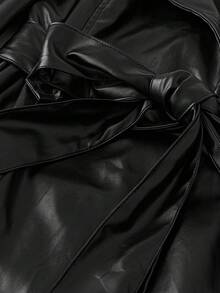 Franclia Chaqueta cortavientos de piel de imitación holgada y de moda para tallas grandes, otoño - Negro - Ver 3