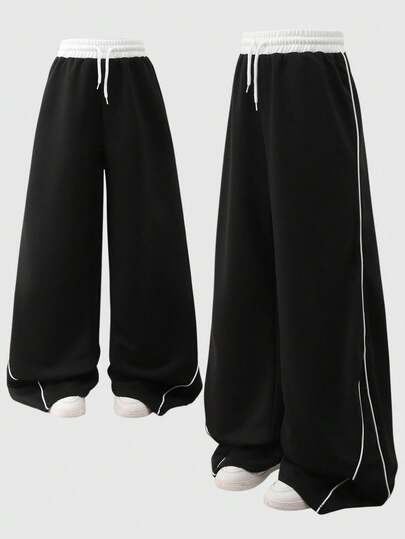 Sparklyn 少女宽松弧形腿运动裤，休闲时尚百搭运动裤，适合跳舞、上学、健身