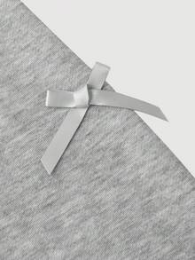 SHEIN MOD 女式蝴蝶结装饰连帽拉链长袖运动衫秋冬女装 - 淺灰色 - 查看 5