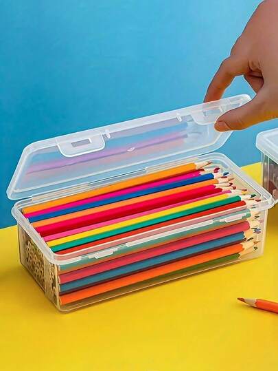 Stor kapacitet genomskinlig pennlåda - Transparent förvaring av brevpapper för färgpennor, kritor och konstnärsmaterial