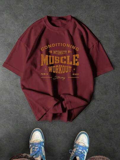 Sport MetroGents 男士标语印花宽松圆领短袖运动T恤