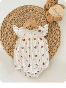 SHEIN 新生女宝宝可爱夏季碎花短袖连体衣