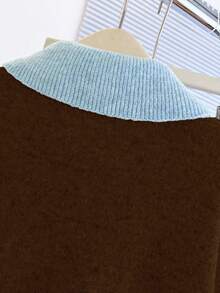Franclia V-Neck 2 In 1 Long Sleeve Sweater, Autumn/Winter - Chocolate Brown - View 5
