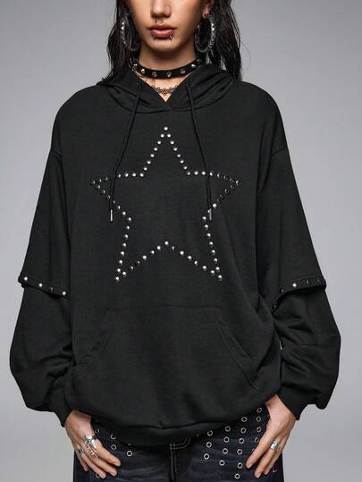 Grunge Punk sweat-shirt à capuche clouté cœur punk grunge