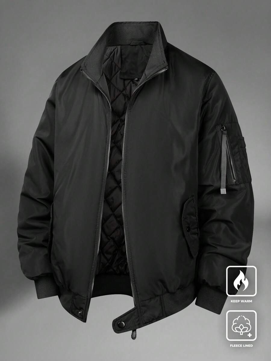 Manfinity Homme Herren Outdoor Warme Reißverschluss Langarm Lässig Gefütterte Jacke, Windjacke/Outdoor Windjacke, Parka, Baggy, Winterjacke, Daunenjacke Herbst/Winter Herren Schwarze Jacke Bomberjacke Thermisch gefütterte Bomberjacke Herren Winterjacke Herren Gesteppte Bomberjacke Thermisch gefütterte Jacke Herren Gesteppte Jacke Herren Schwarze Jacke Herren Winterjacke Herren Gesteppte Bomberjacke Herren Gesteppte Jacke Gesteppte Fütterung Jacke Herren Jacken - Schwarz - Übersicht 1