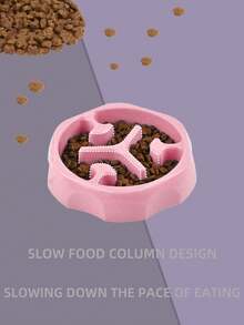 1pc Pets Anti-Gulping Slow Feeder Bowl, Large Capacity Anti-Topple Dog Food/Water Bowl Christmas Gifts For Pet - Coral Pink - View 1