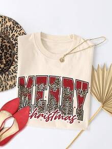 INAWLY Leopard Print Glitter Merry Christmas T-Shirt, Merry Christmas T-Shirt, Vintage Christmas T-Shirt, Christmas Shirt, Happy T-Shirt