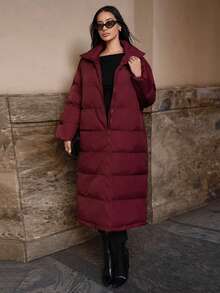 Firerie Women's Fashionable Versatile Solid Color Jacket, Winter - Burgundy - View 4