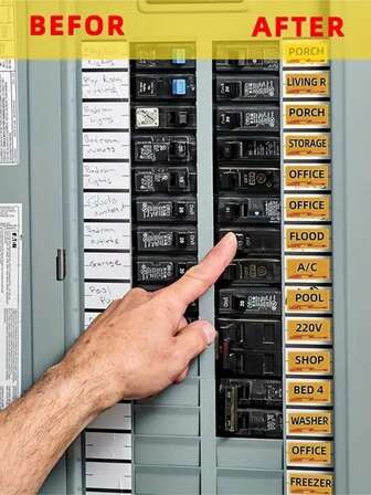 129 piezas, Etiquetas para caja eléctrica, Etiquetas de catálogo de disyuntores, Etiquetas de identificación llamativas, Pegatinas resistentes a la intemperie para caja de fusibles