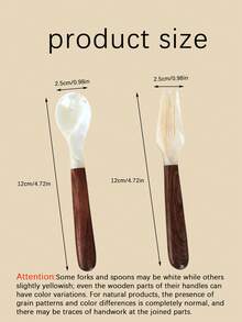 Cirelle [Every Piece Is Unique]1pc Shell Cutlery Set Translation,Shell Fork And Spoon Set,Wooden-Handled Fork,Caviar Spoon,Dessert & Ice Cream Shell Spoon,For Gatherings, Featuring High-Quality Textured Cutlery. - Multicolor - View 3